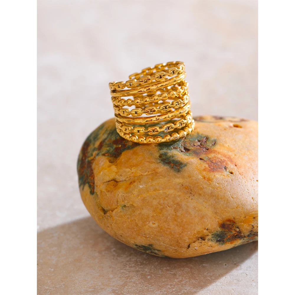 Wide Beaded Cuff Ring