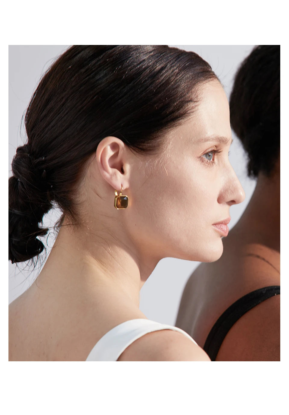 Elegant Stone Hoop Earrings