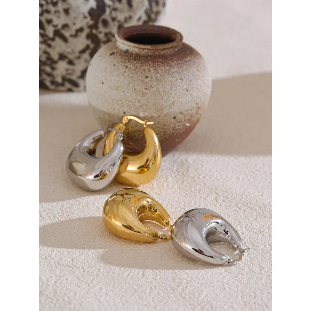 Sculptural Teardrop Hoops