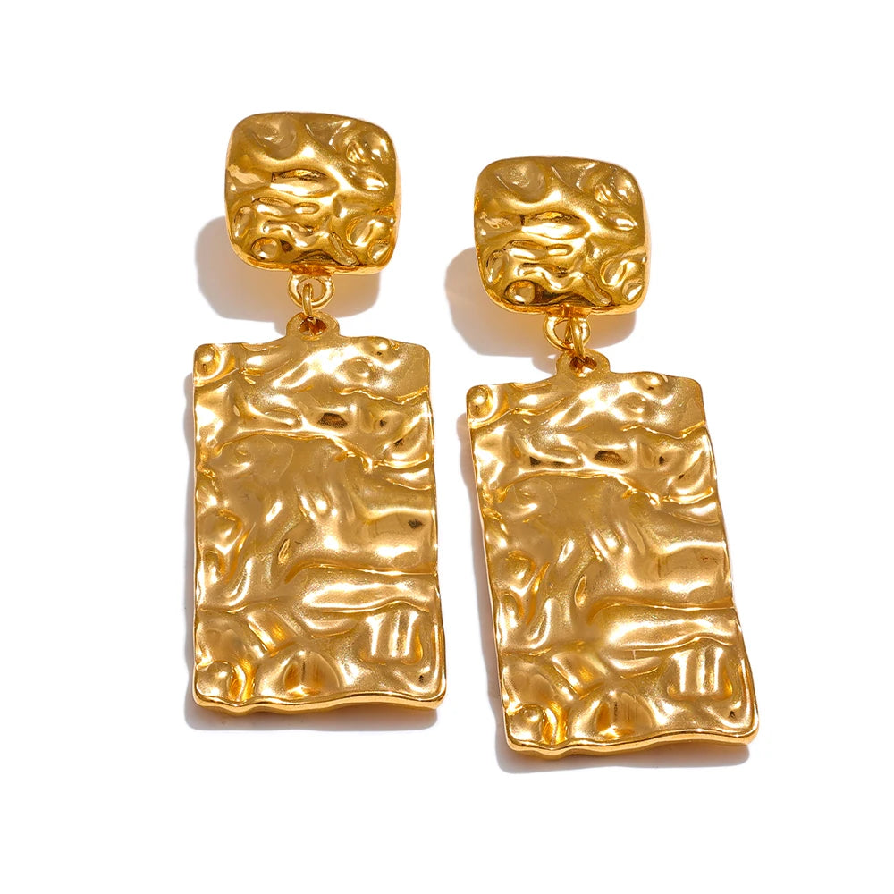Textured Rectangle Drop Earrings