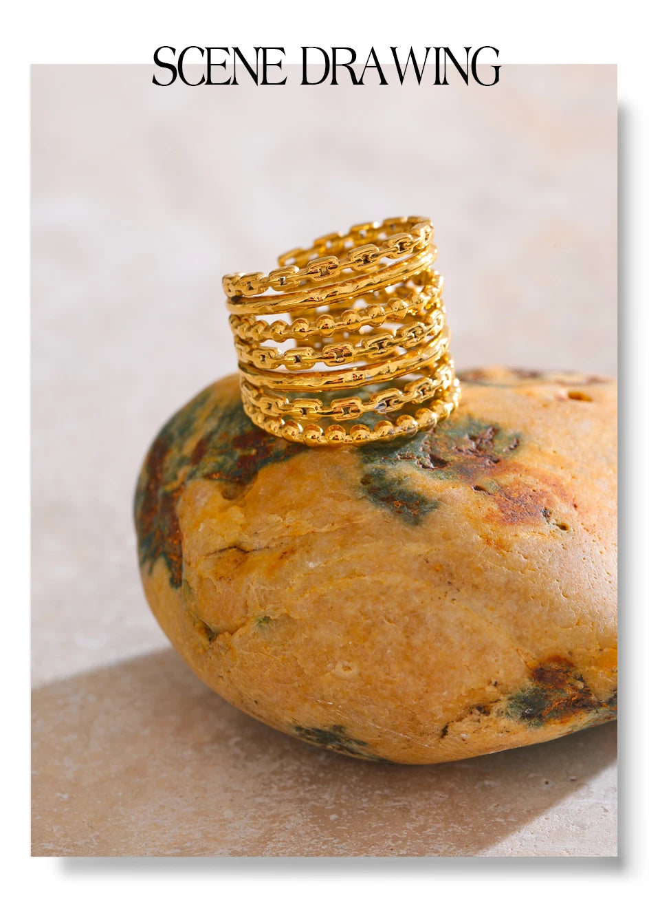 Wide Beaded Cuff Ring