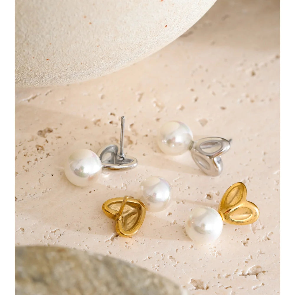Pearl Heart Studs