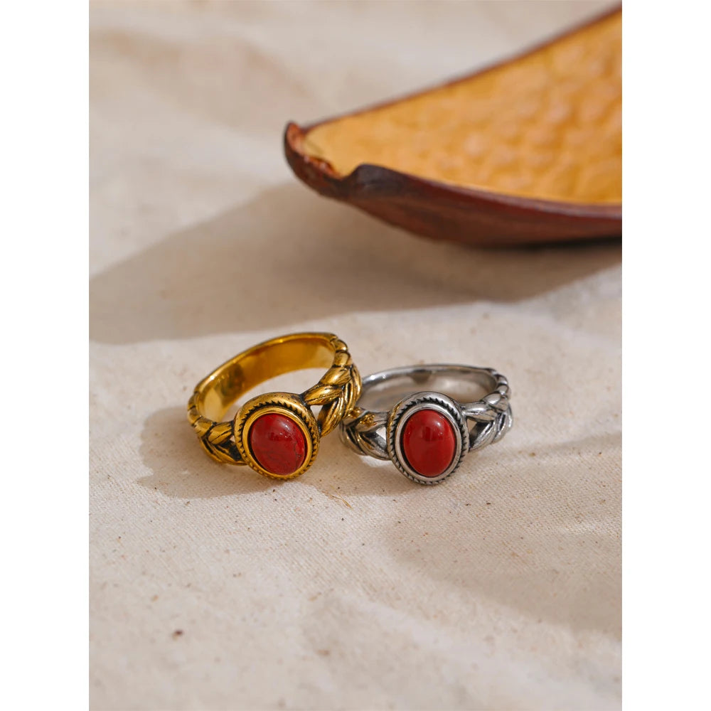 Garnet-Inspired Oval Ring