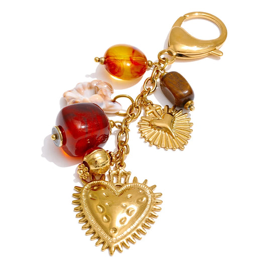 Stainless Resin Heart Chain Pendant Key Chain