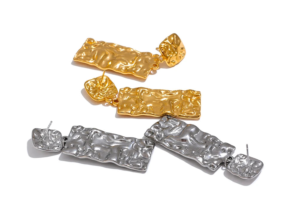 Textured Rectangle Drop Earrings