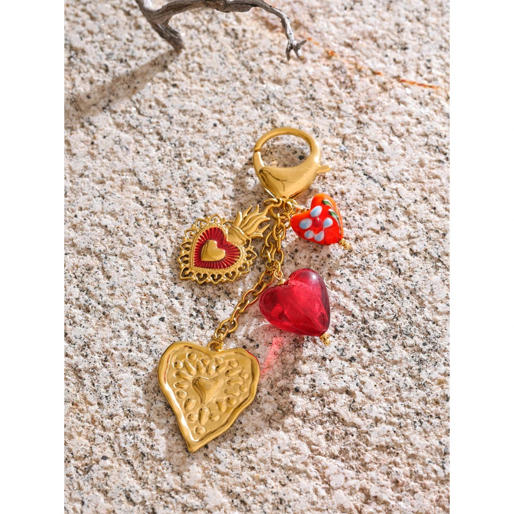 Sweet Romantic Heart Pendant Keychain