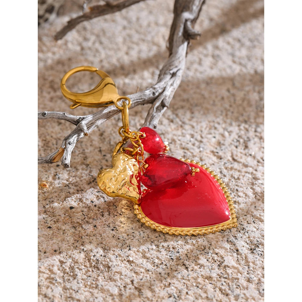 Red Glass Drop Key Chains