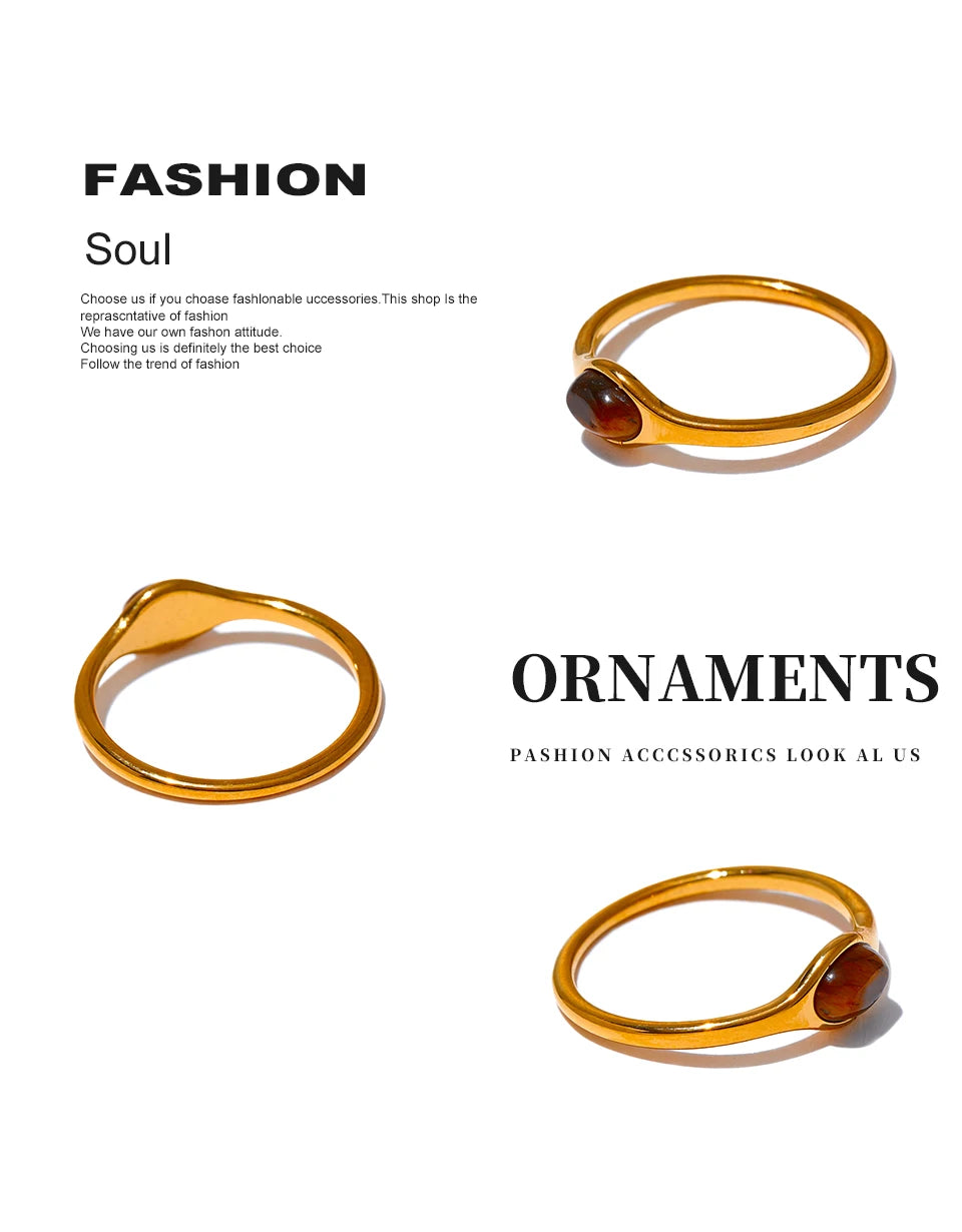 Golden Artisan Stone Ring