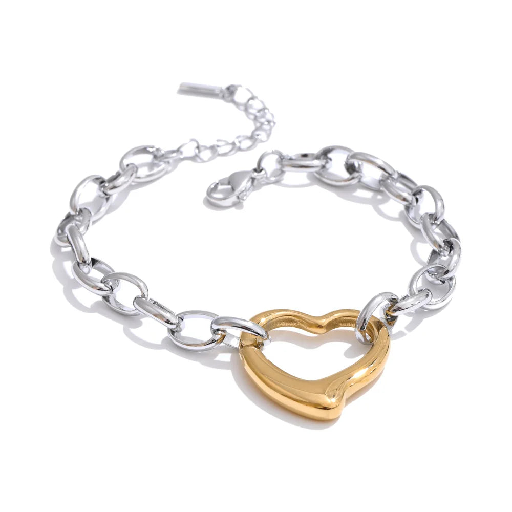 Chunky Chain Heart Bracelet