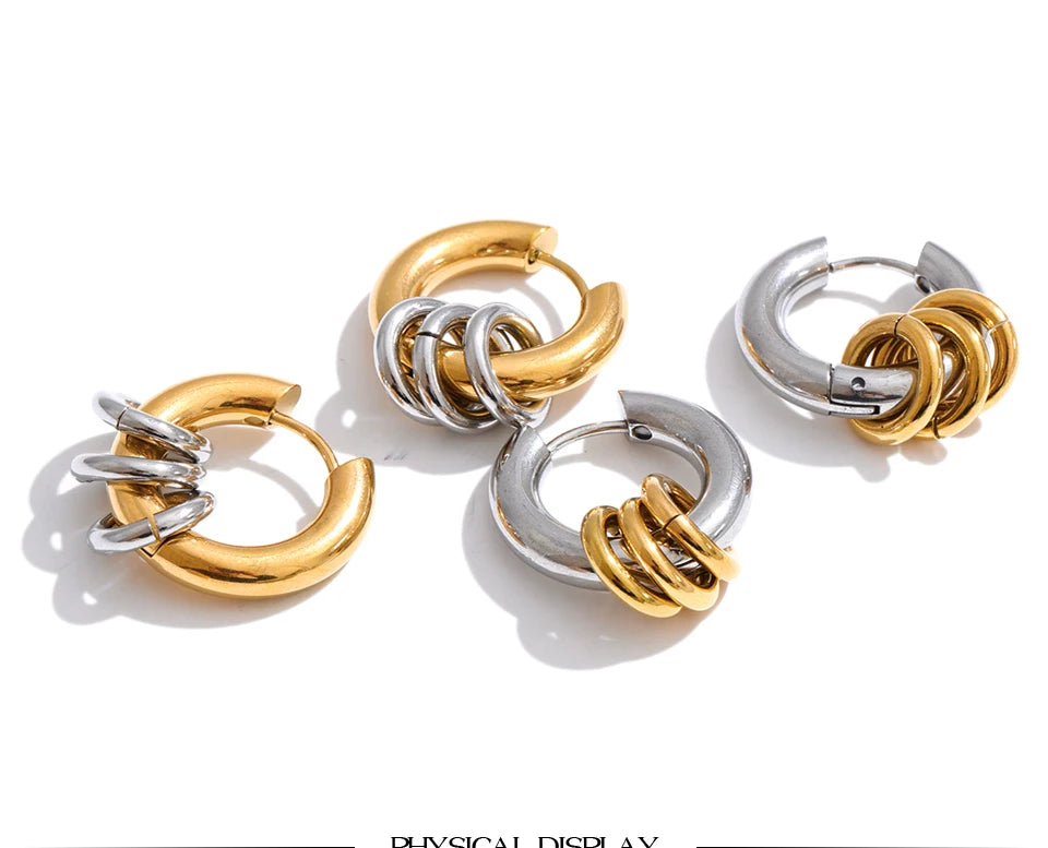 Mixed Metal Hoop Earrings