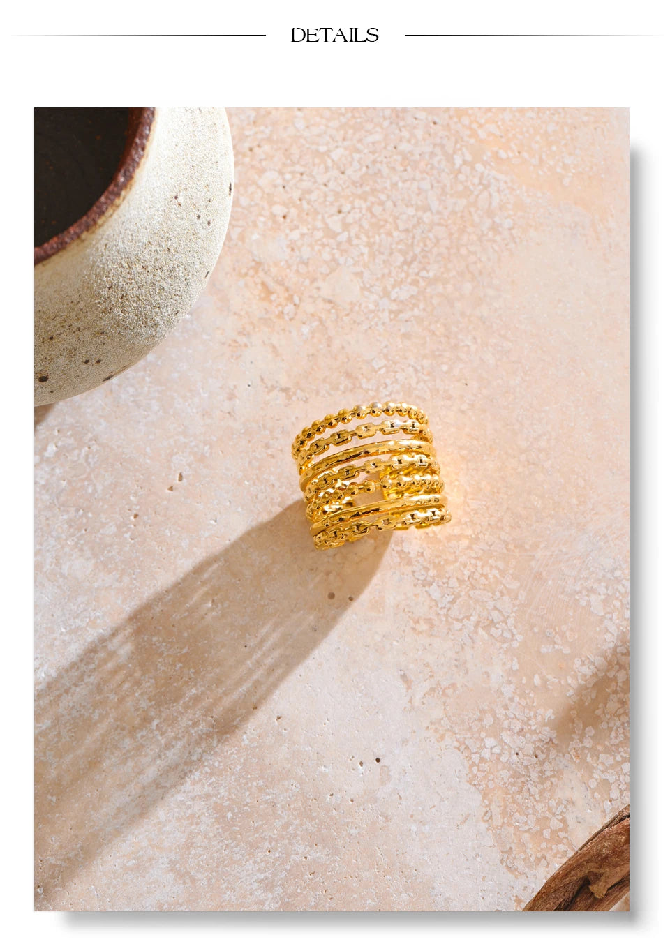 Wide Beaded Cuff Ring