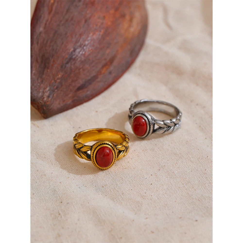 Garnet-Inspired Oval Ring