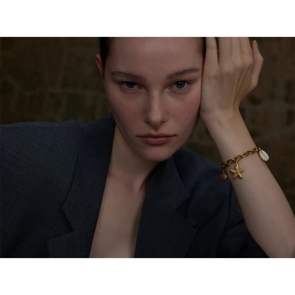 Golden Charm Link Bracelet