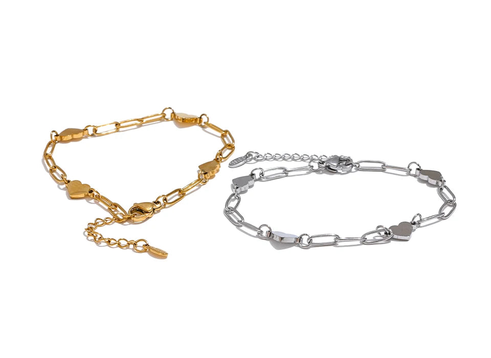 Heart Link Charm Bracelet