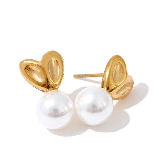 Pearl Heart Studs
