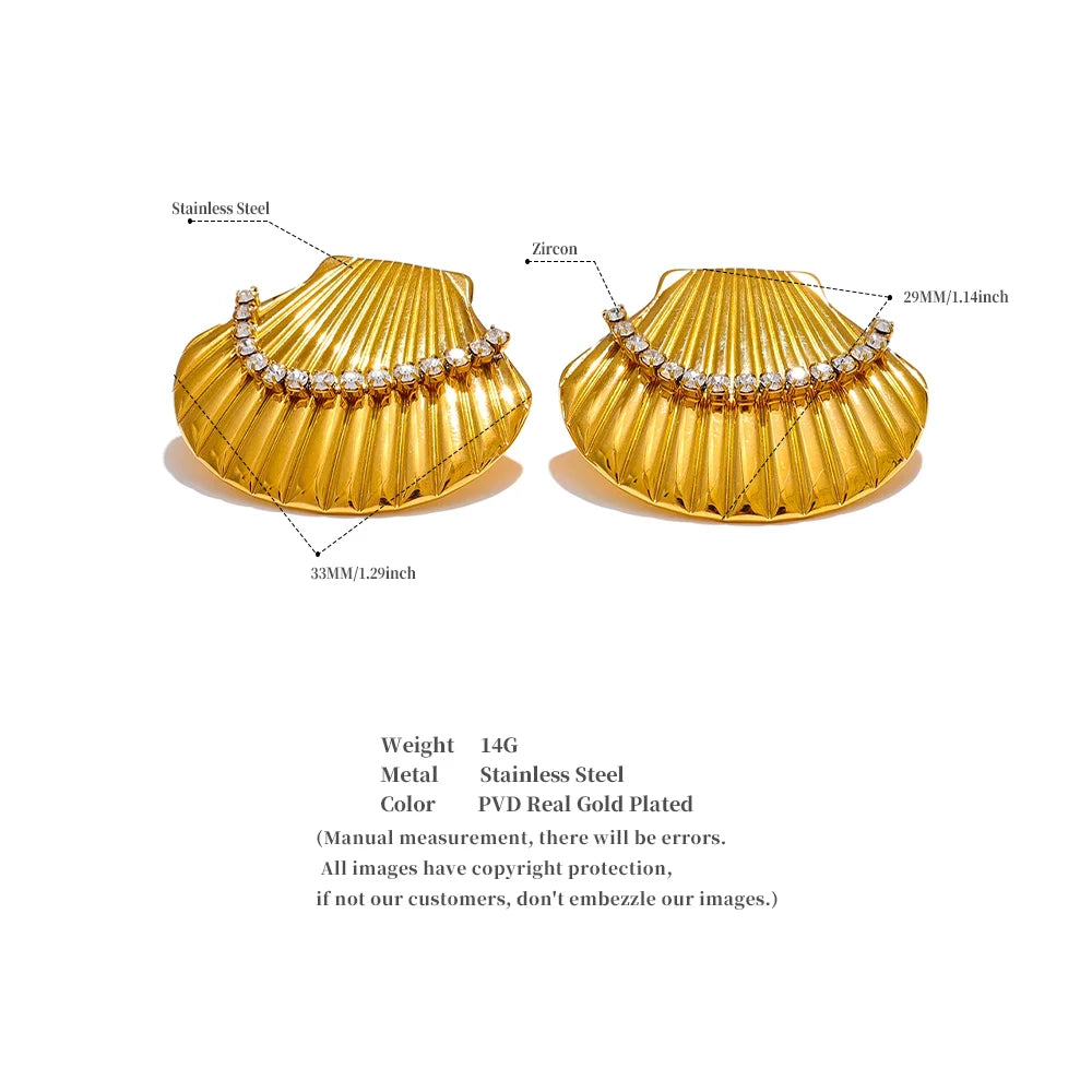 Golden Shell Stud Earrings