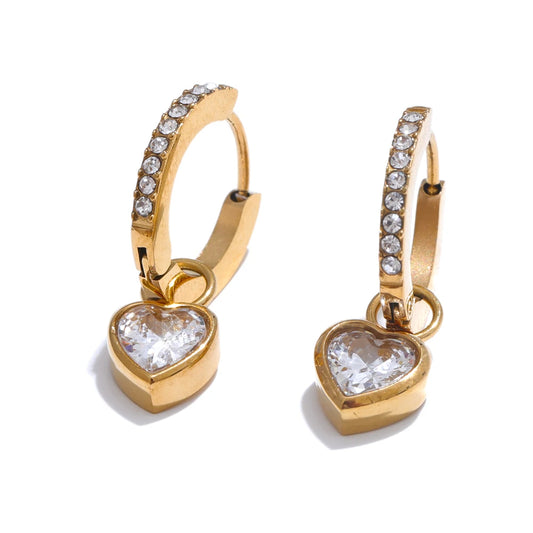 Heart Charm Hoops