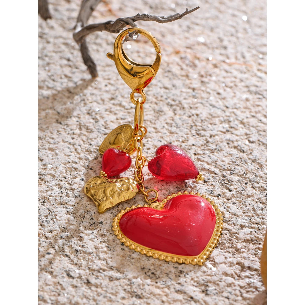 Red Glass Drop Key Chains