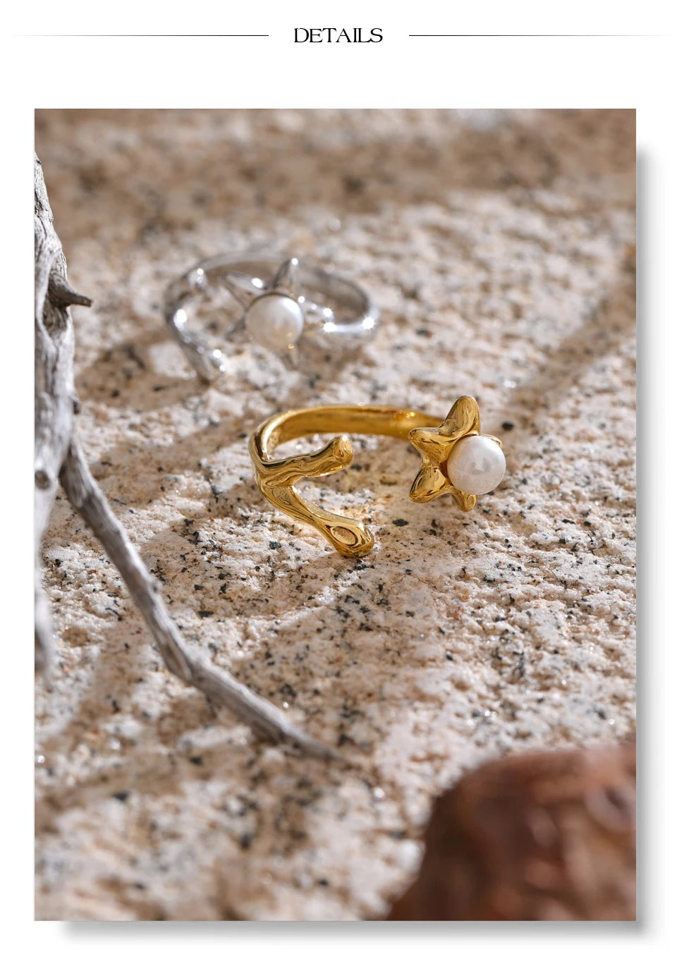 Pearl Flower Open Adjustable Ring