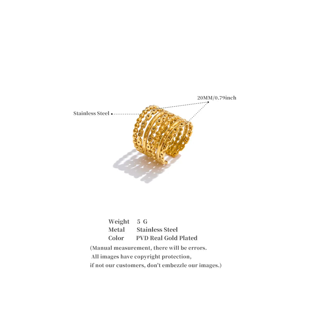 Wide Beaded Cuff Ring