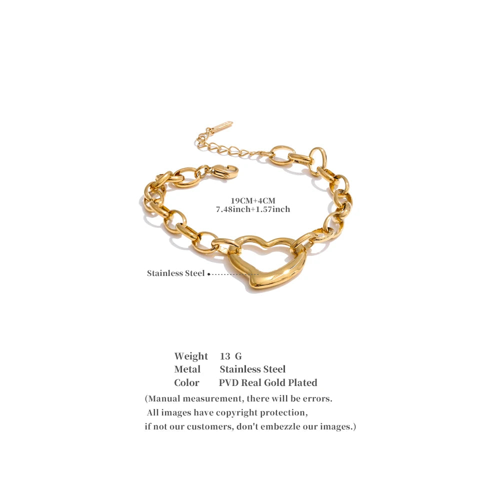 Chunky Chain Heart Bracelet