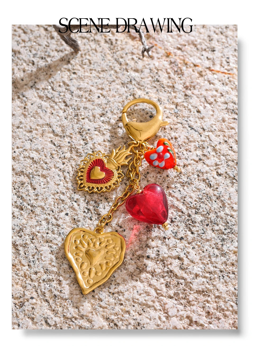 Sweet Romantic Heart Pendant Keychain