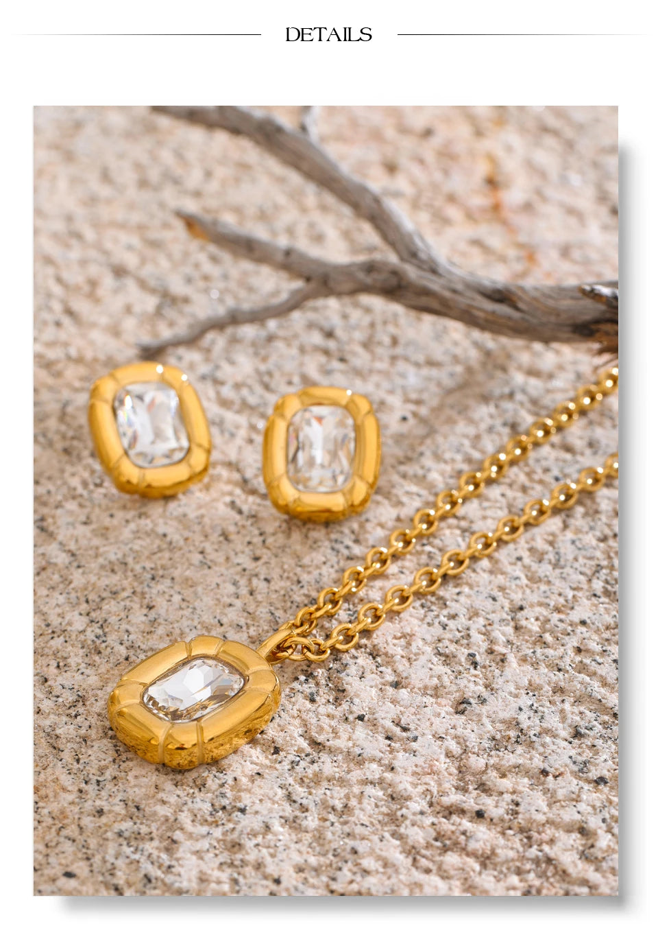 Framed Crystal Necklace &amp; Stud Set