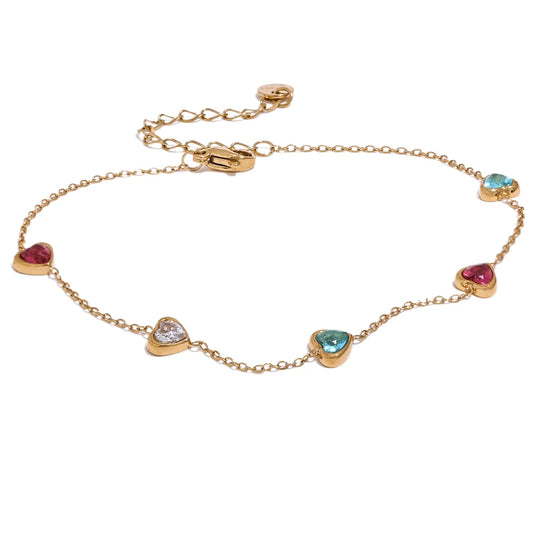Pastel Heart Charm Bracelet