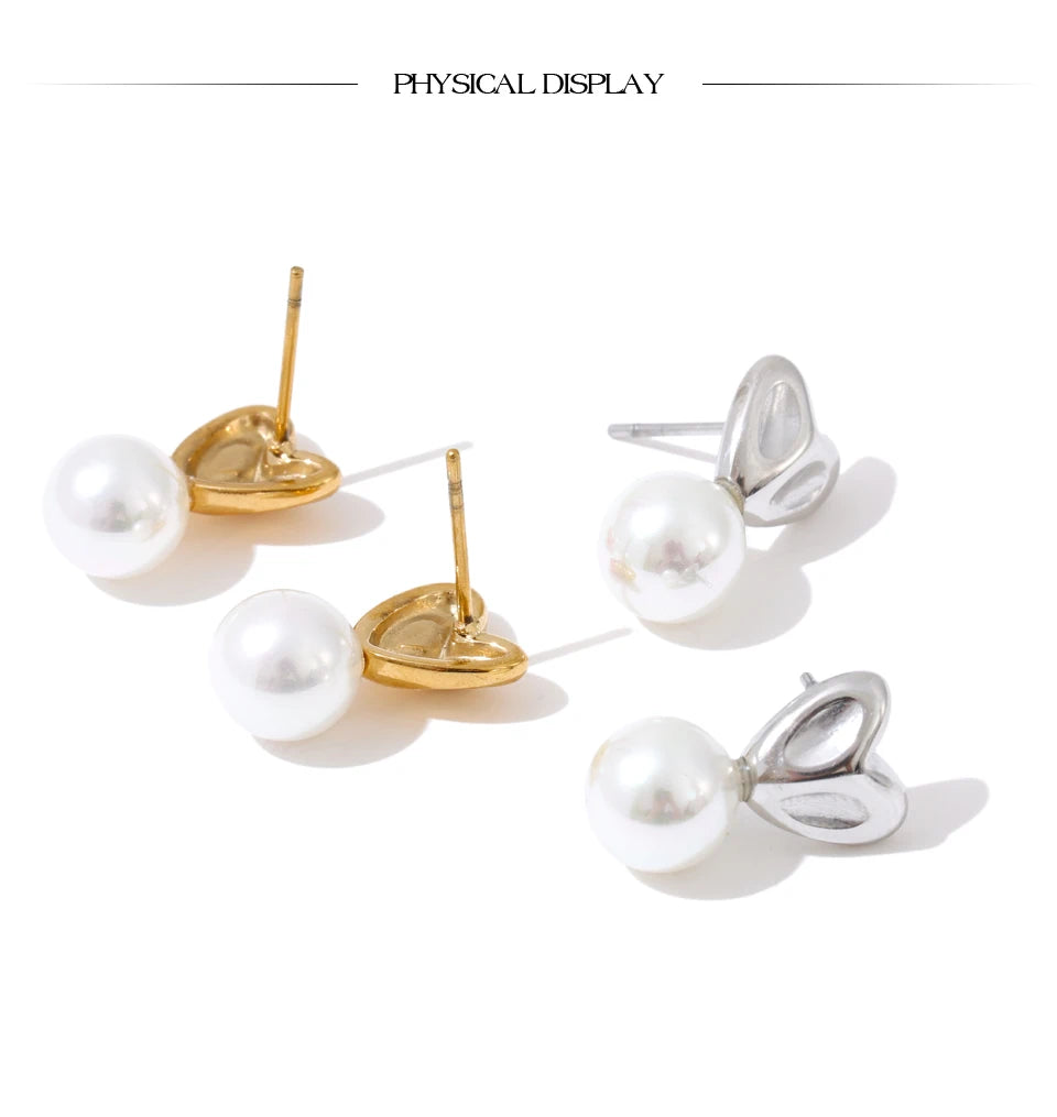 Pearl Heart Studs