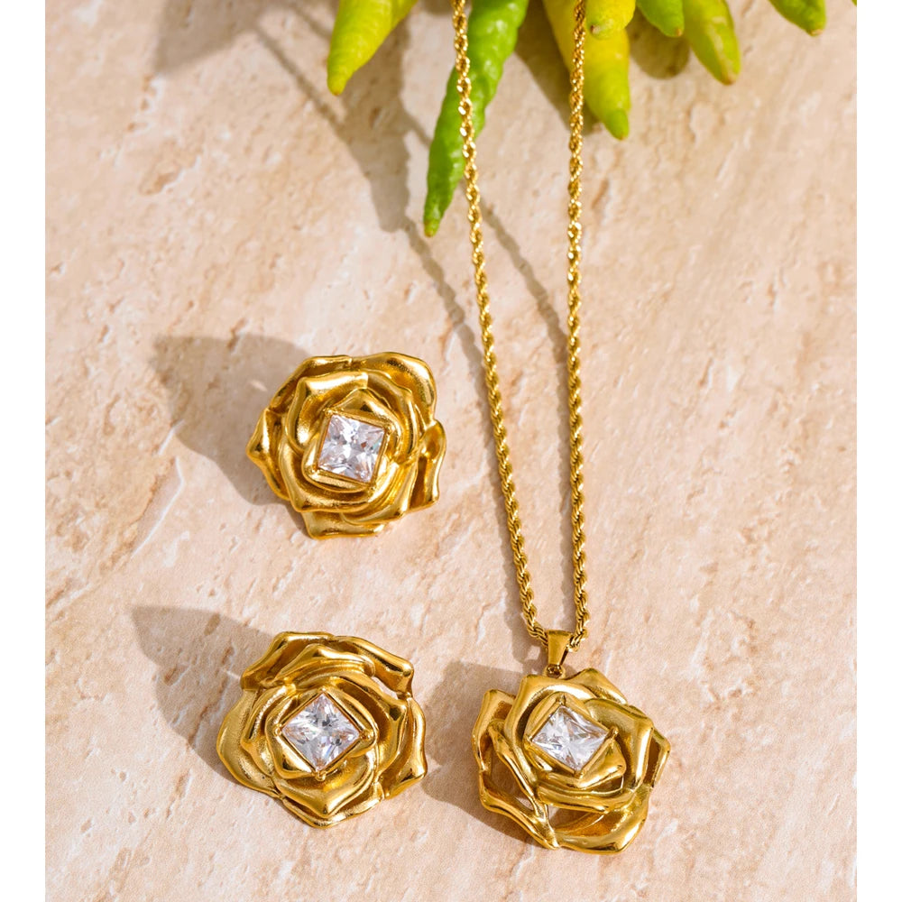 Rose Crystal Jewelry Set