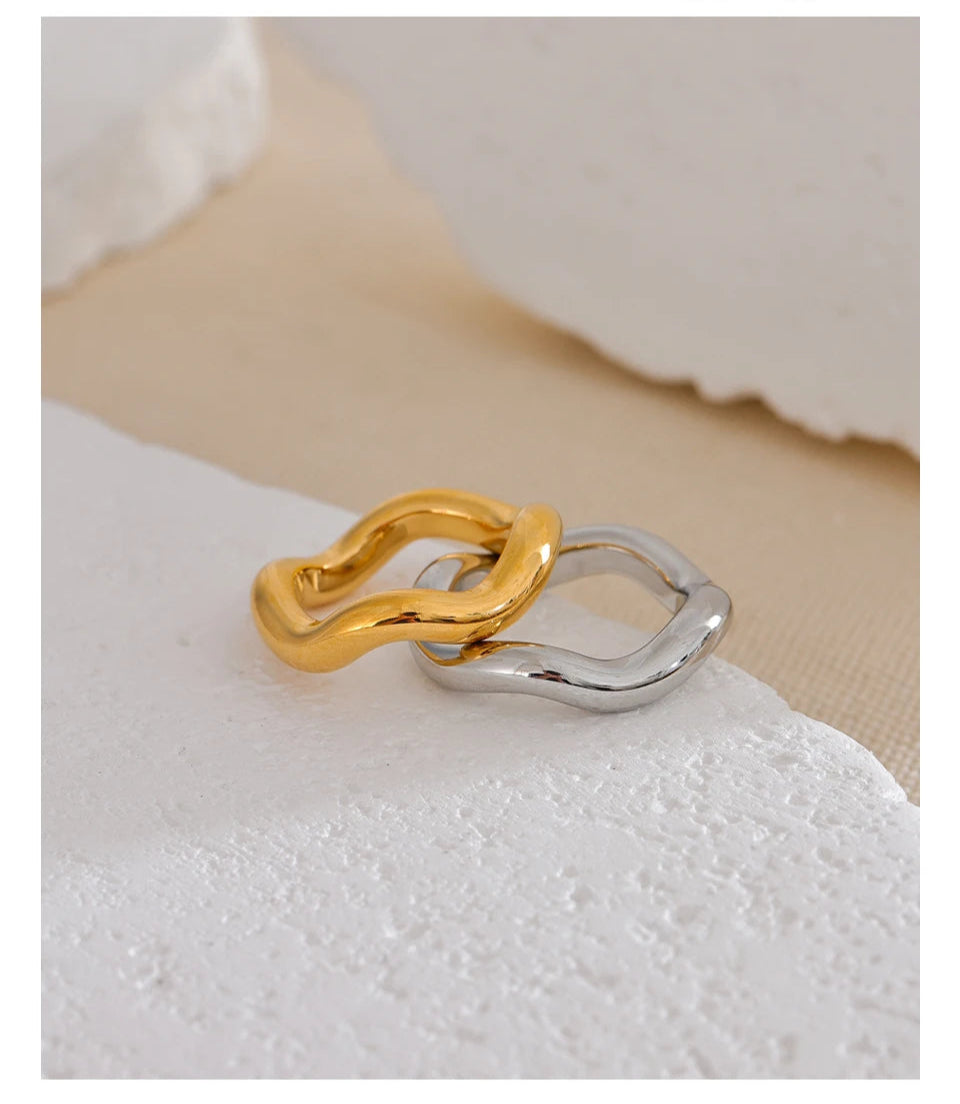 Golden Trendy Geometric Ring