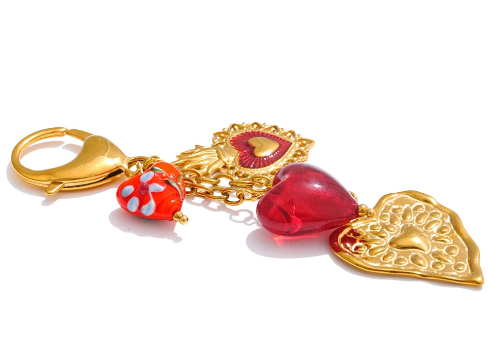 Sweet Romantic Heart Pendant Keychain