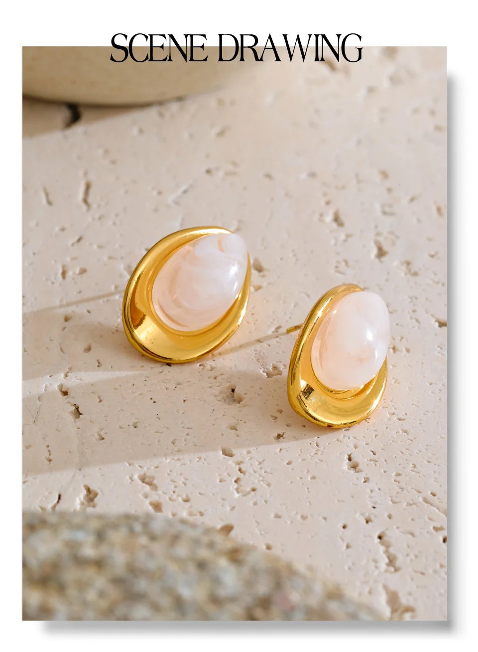 Golden Oval Glow Earrings