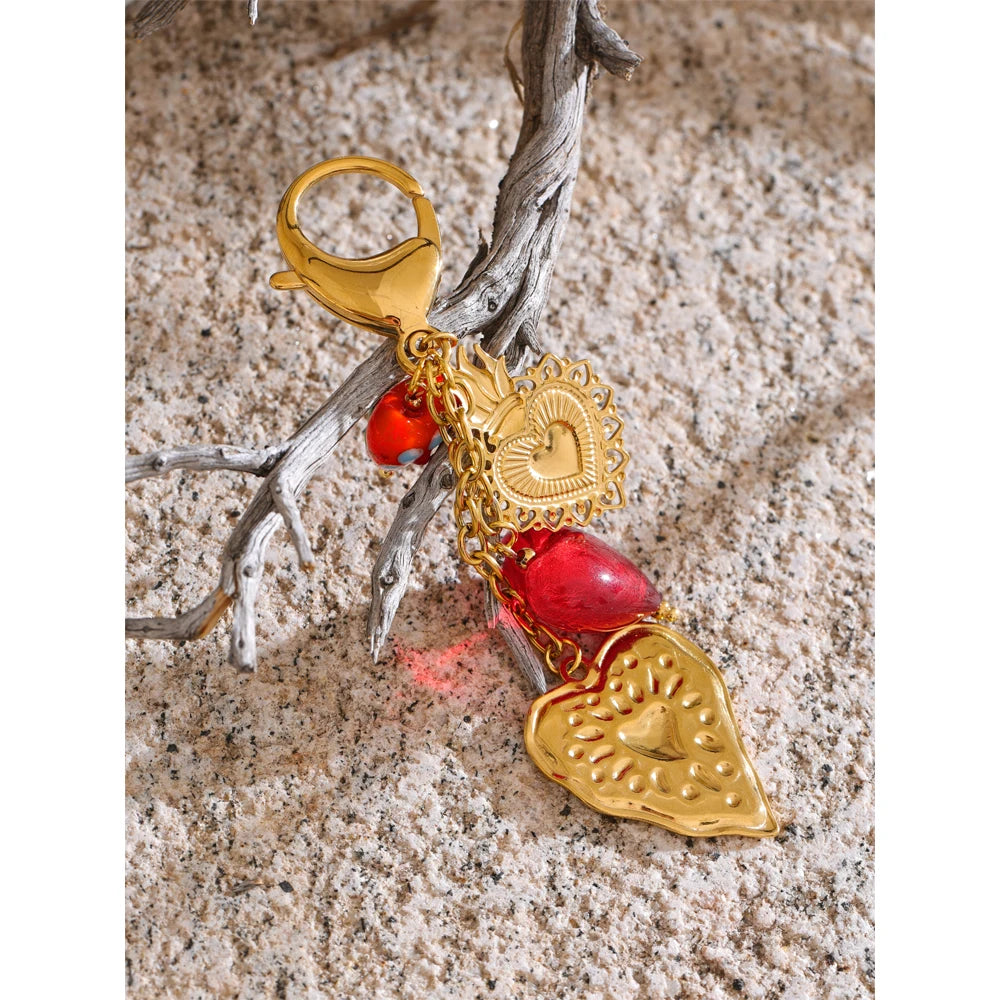 Sweet Romantic Heart Pendant Keychain