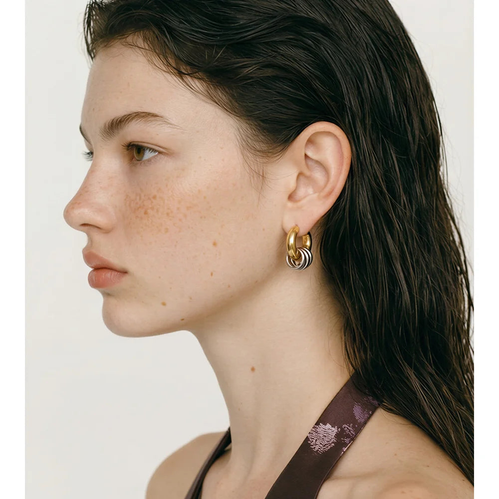 Mixed Metal Hoop Earrings