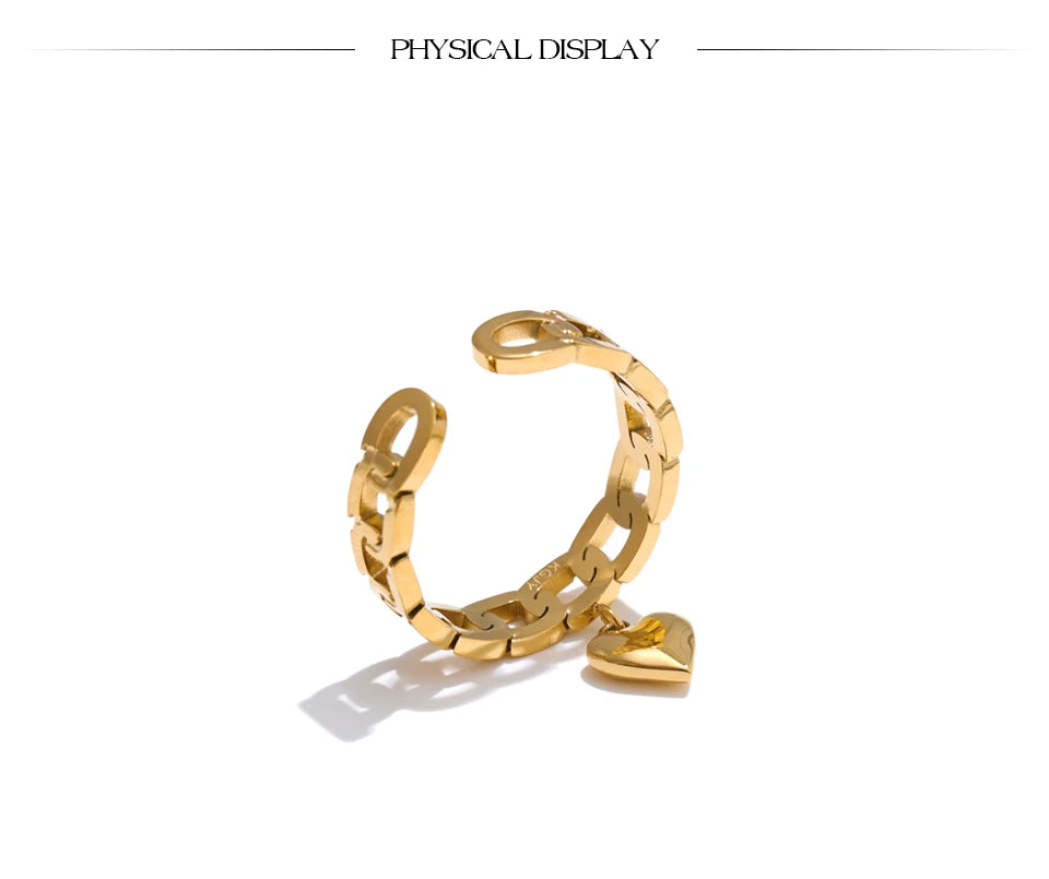 Romantic Heart Gold Ring