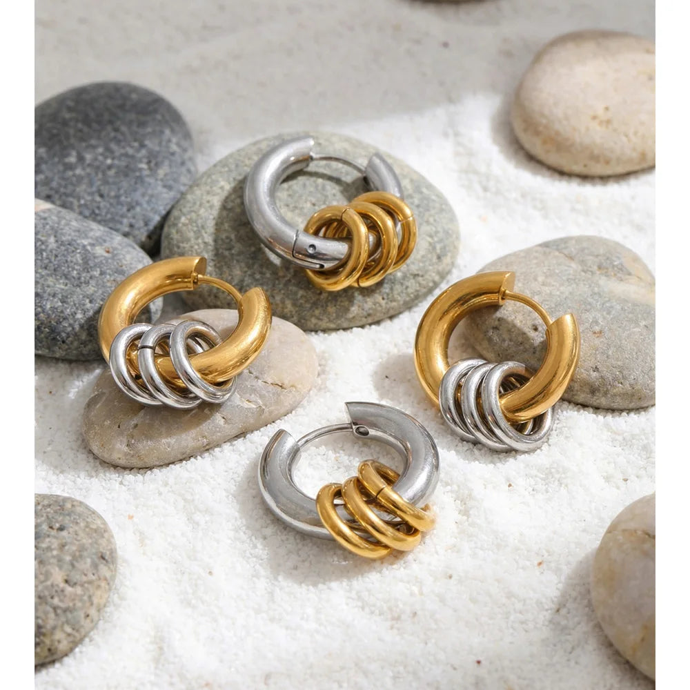 Mixed Metal Hoop Earrings