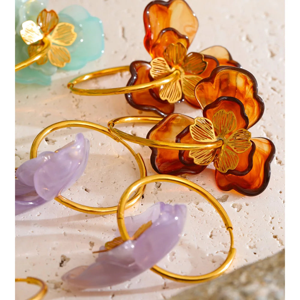 Amber Bloom Hoops