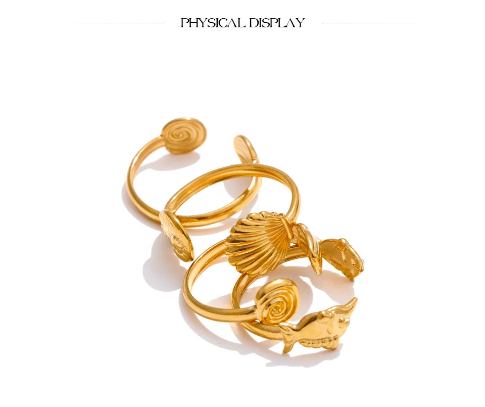 Adjustable Shell Open Ring