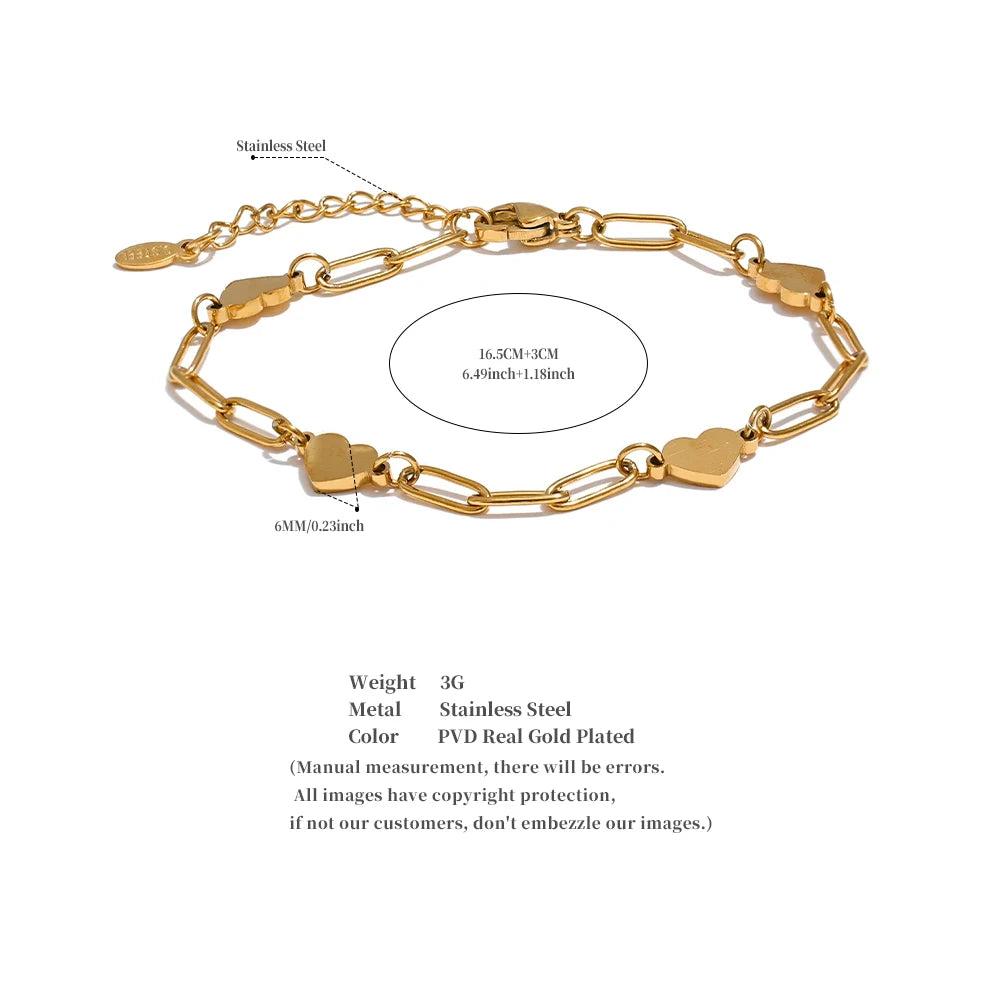 Heart Link Charm Bracelet