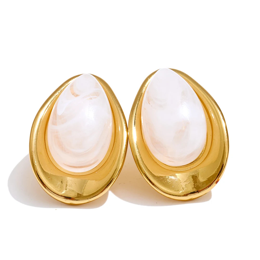 Golden Oval Glow Earrings