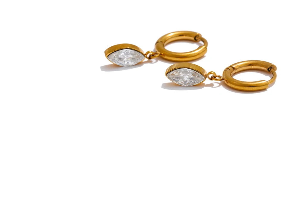 Crystal Drop Hoop Earrings