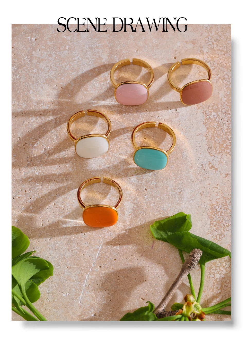 Pastel Stone Ring Set