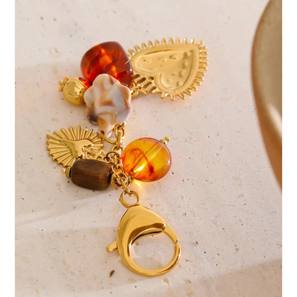 Stainless Resin Heart Chain Pendant Key Chain