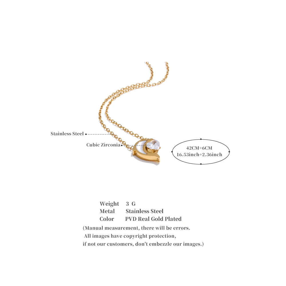 Crescent Moon & Crystal Necklace