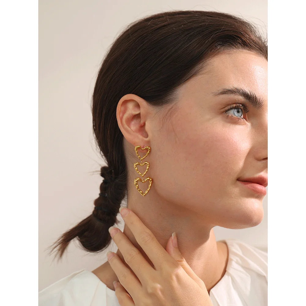 Triple Heart Earrings