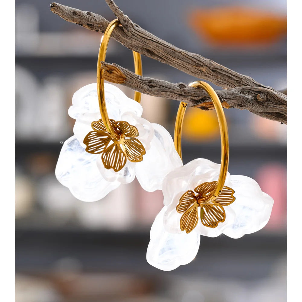 Amber Bloom Hoops