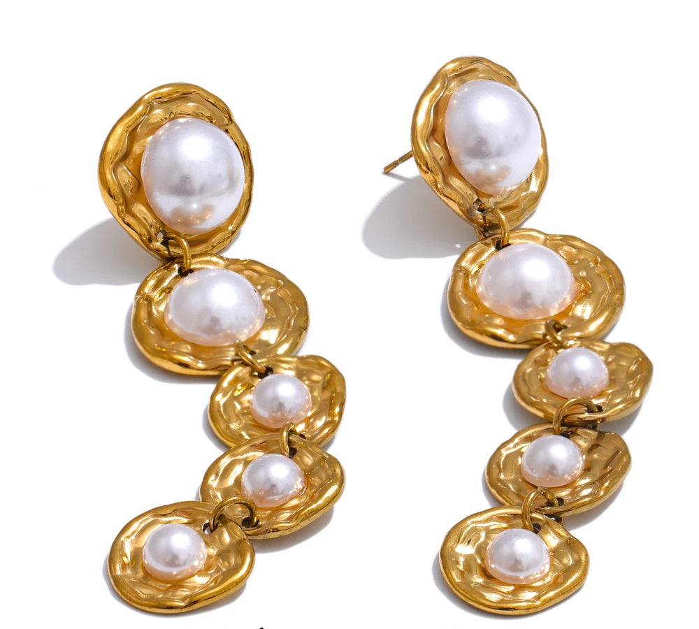 Golden Pearl Drop Earrings