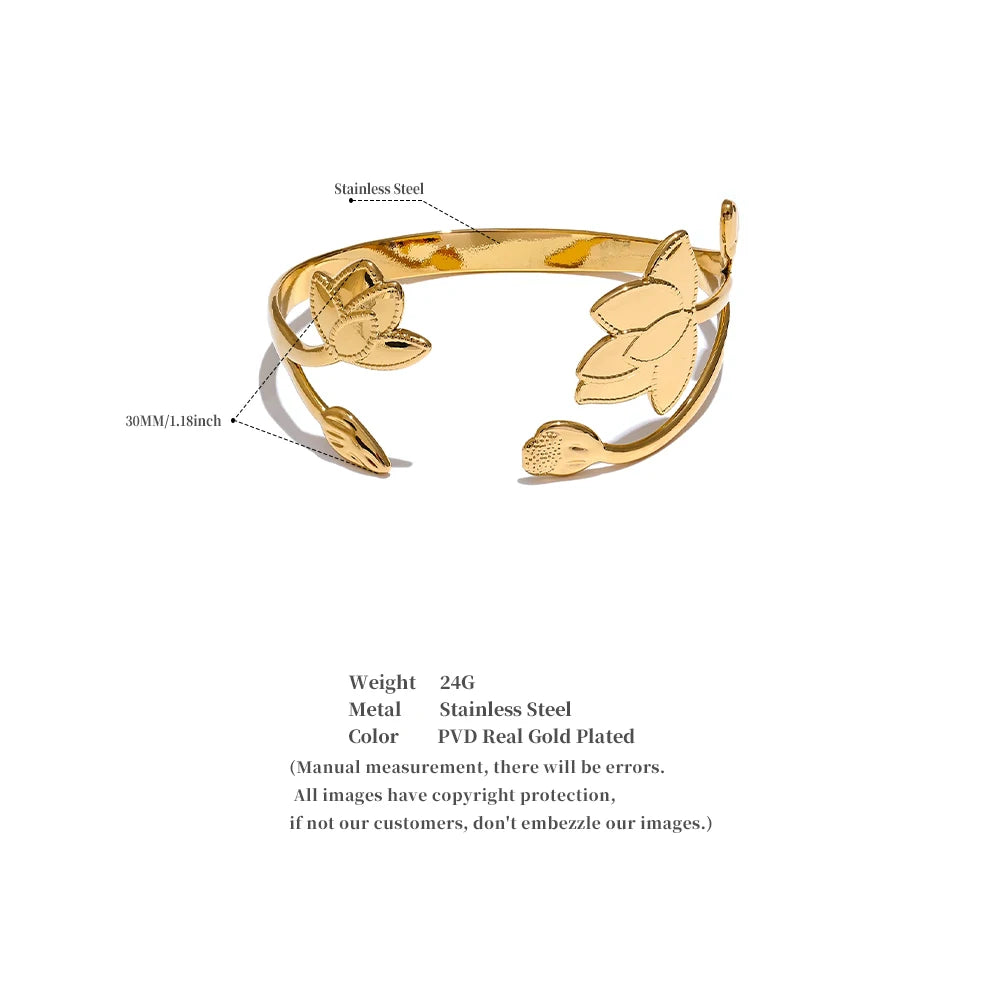Botanical Open Cuff Bracelet