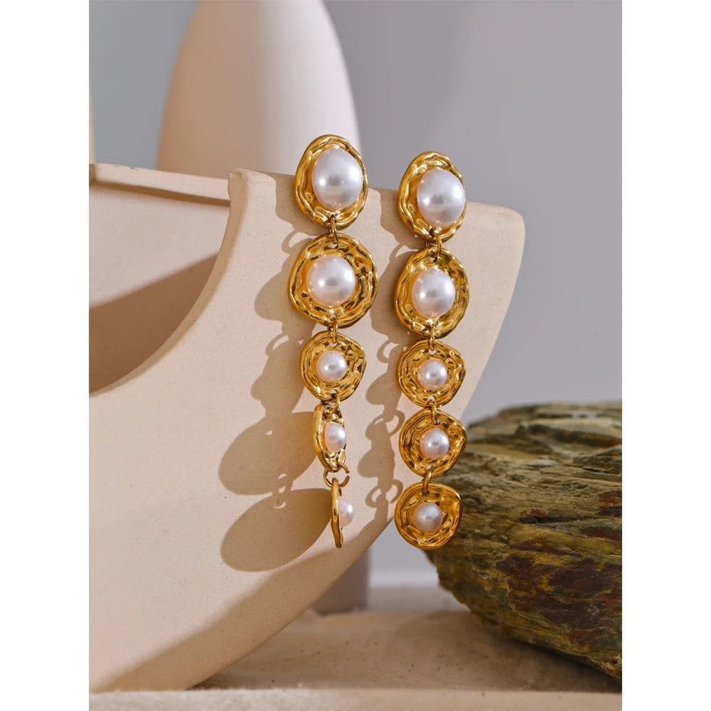 Golden Pearl Drop Earrings